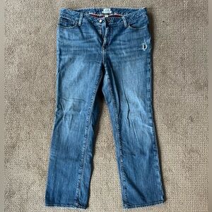 L.L. Bean Flannel Lined Straight Leg Blue Jeans